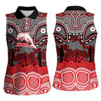 ANZAC Day Dolphins Women Sleeveless Polo Shirt Military Memorial Aboriginal Indigenous Art