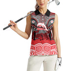 ANZAC Day Dolphins Women Sleeveless Polo Shirt Military Memorial Aboriginal Indigenous Art