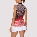 ANZAC Day Dolphins Women Sleeveless Polo Shirt Military Memorial Aboriginal Indigenous Art