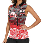 ANZAC Day Dolphins Women Sleeveless Polo Shirt Military Memorial Aboriginal Indigenous Art