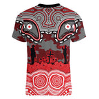 ANZAC Day Dolphins Women V-Neck T-Shirt Military Memorial Aboriginal Indigenous Art
