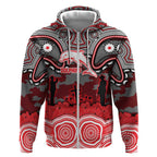 ANZAC Day Dolphins Zip Hoodie Military Memorial Aboriginal Indigenous Art