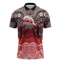 ANZAC Day Dolphins Zipper Polo Shirt Military Memorial Aboriginal Indigenous Art