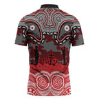 ANZAC Day Dolphins Zipper Polo Shirt Military Memorial Aboriginal Indigenous Art