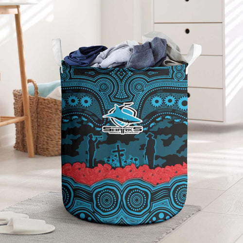 ANZAC Day Cronulla Sutherland Sharks Laundry Basket Military Memorial Aboriginal Indigenous Art
