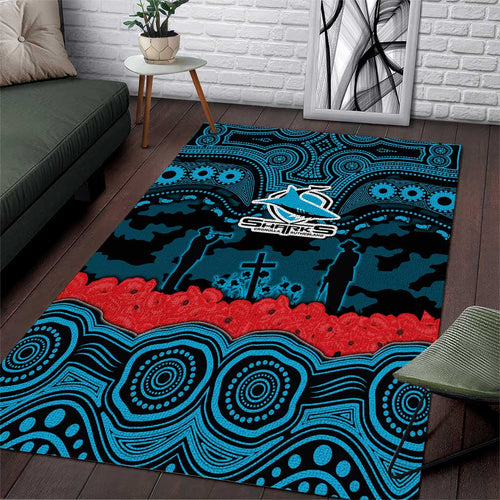 ANZAC Day Cronulla Sutherland Sharks Area Rug Military Memorial Aboriginal Indigenous Art