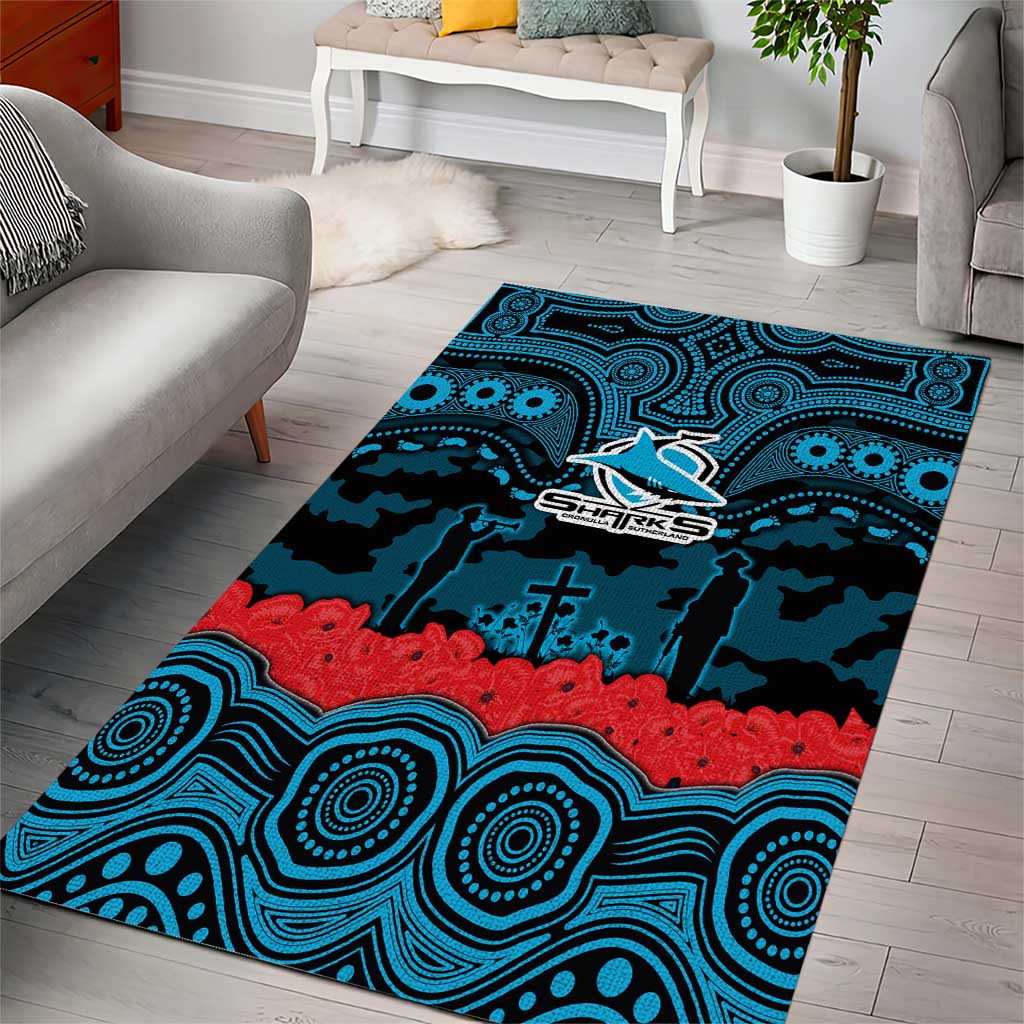 ANZAC Day Cronulla Sutherland Sharks Area Rug Military Memorial Aboriginal Indigenous Art