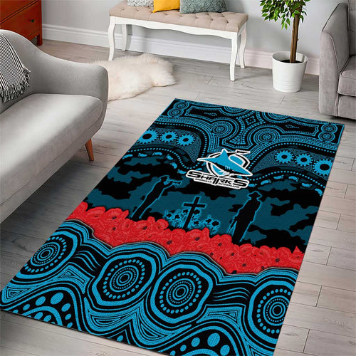 ANZAC Day Cronulla Sutherland Sharks Area Rug Military Memorial Aboriginal Indigenous Art