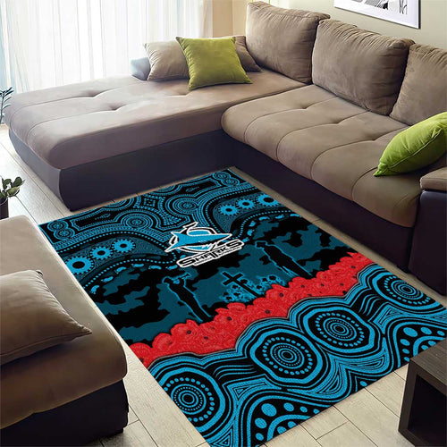 ANZAC Day Cronulla Sutherland Sharks Area Rug Military Memorial Aboriginal Indigenous Art