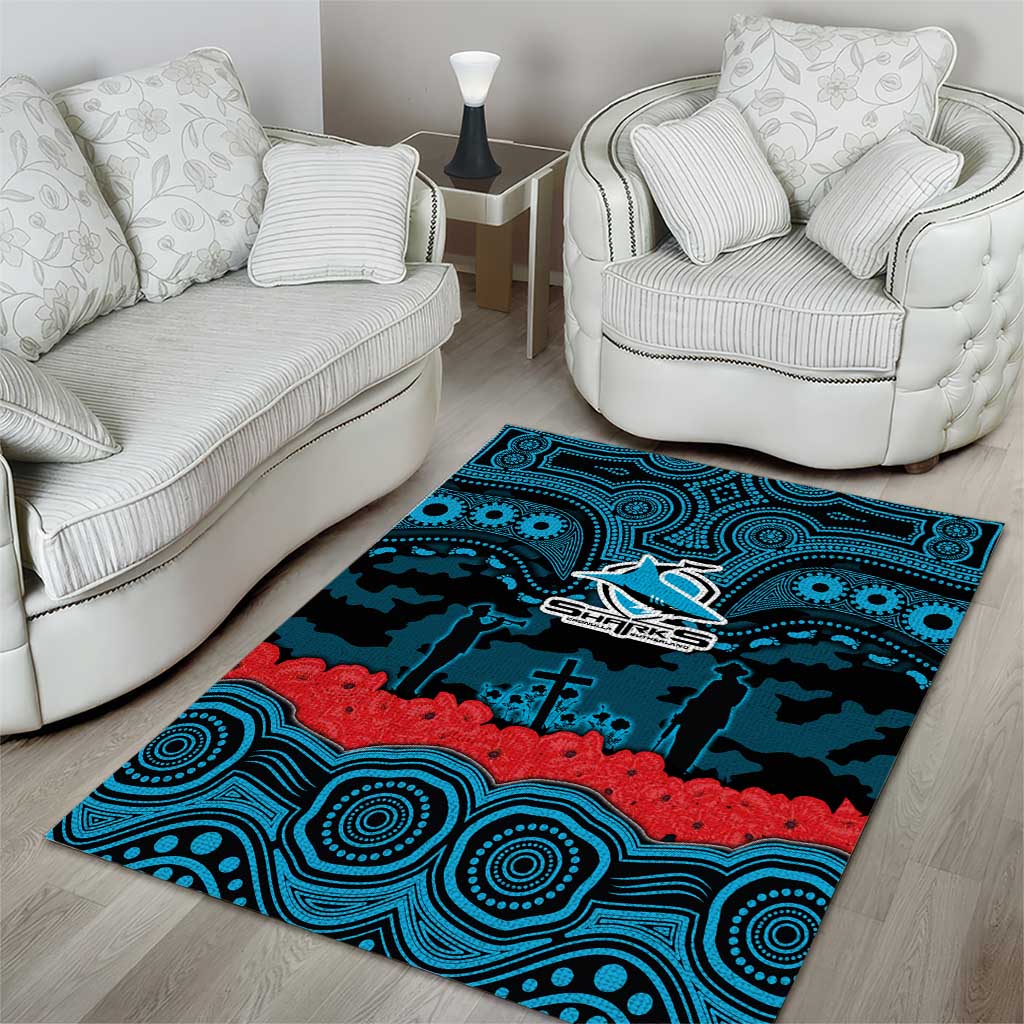 ANZAC Day Cronulla Sutherland Sharks Area Rug Military Memorial Aboriginal Indigenous Art