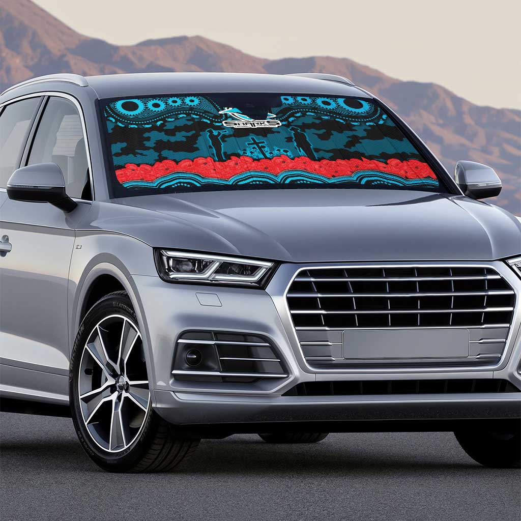 ANZAC Day Cronulla Sutherland Sharks Auto Sun Shade Military Memorial Aboriginal Indigenous Art