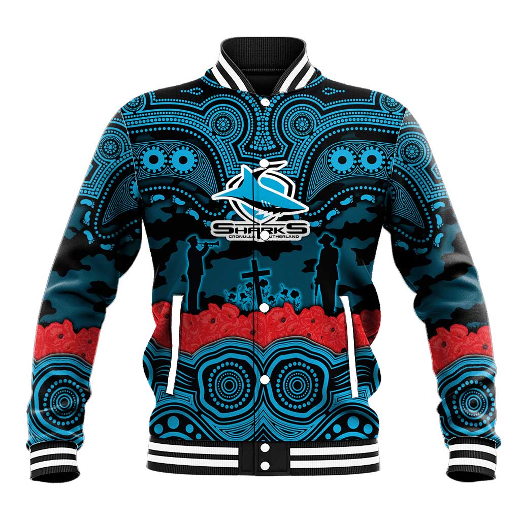 ANZAC Day Cronulla Sutherland Sharks Baseball Jacket Military Memorial Aboriginal Indigenous Art