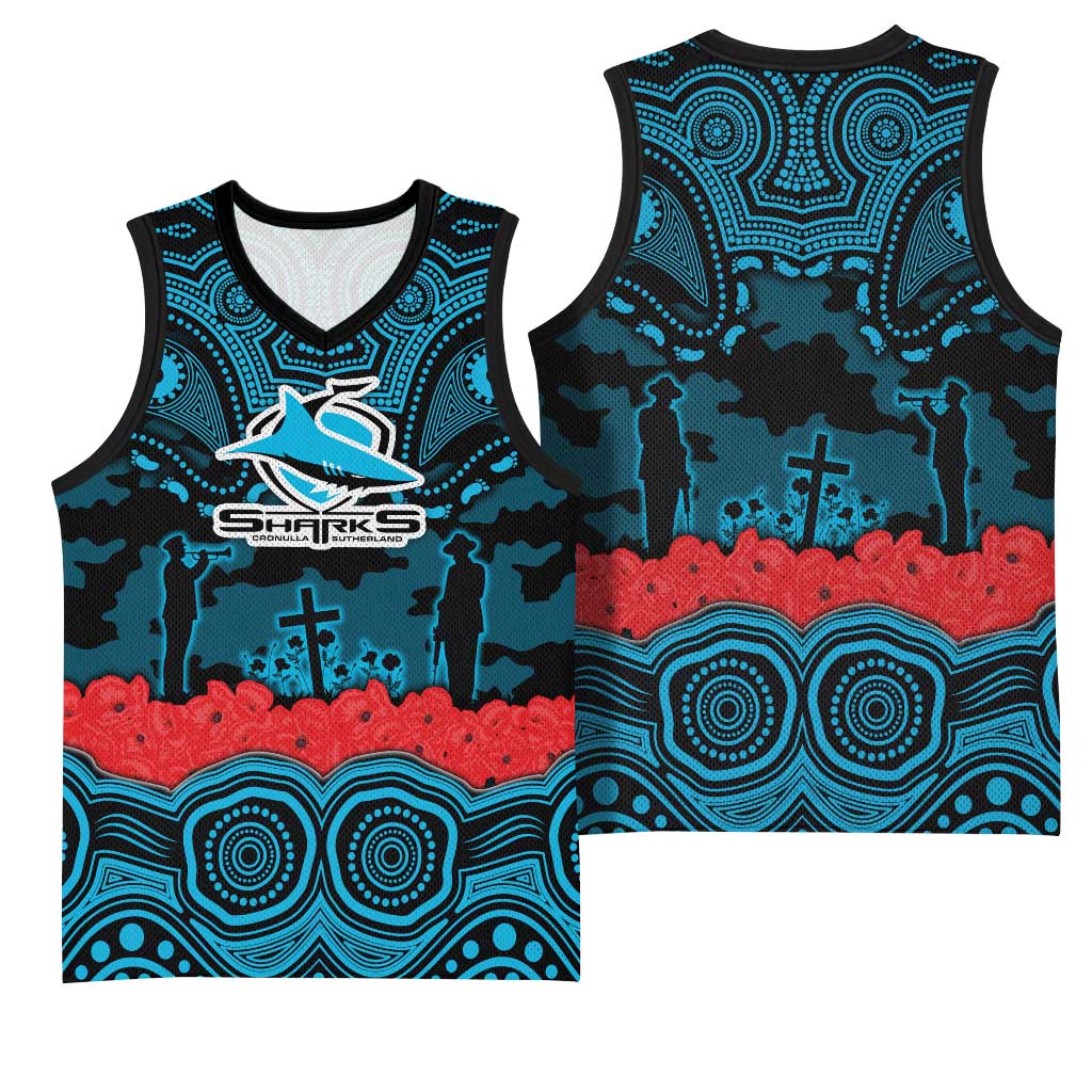 ANZAC Day Cronulla Sutherland Sharks Basketball Jersey Military Memorial Aboriginal Indigenous Art