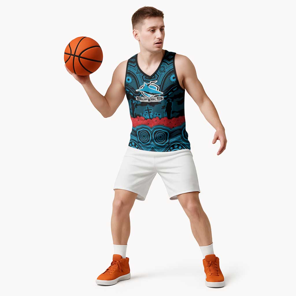 ANZAC Day Cronulla Sutherland Sharks Basketball Jersey Military Memorial Aboriginal Indigenous Art