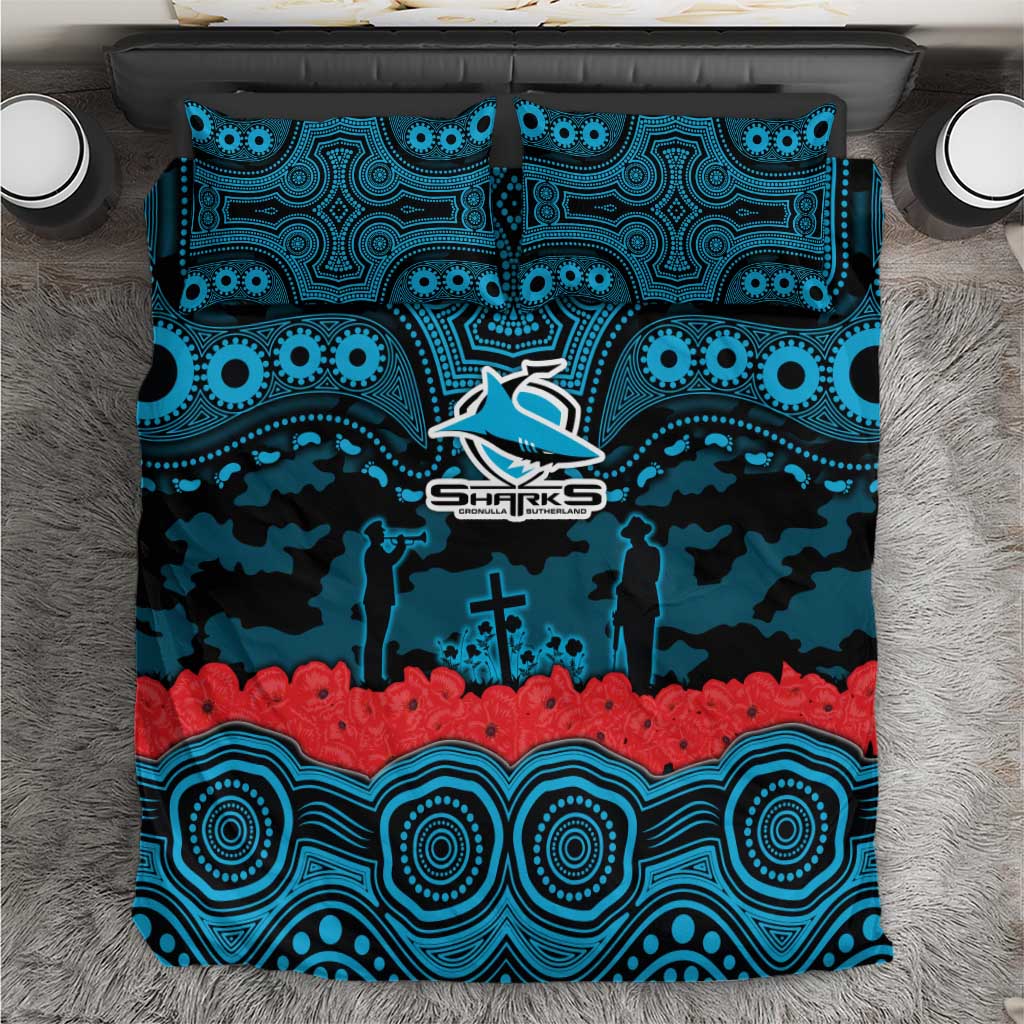 ANZAC Day Cronulla Sutherland Sharks Bedding Set Military Memorial Aboriginal Indigenous Art