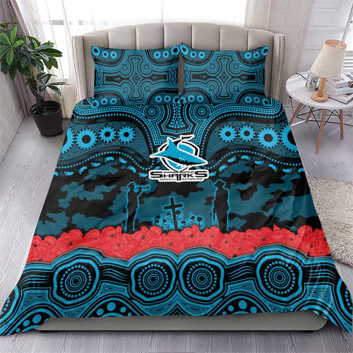 ANZAC Day Cronulla Sutherland Sharks Bedding Set Military Memorial Aboriginal Indigenous Art