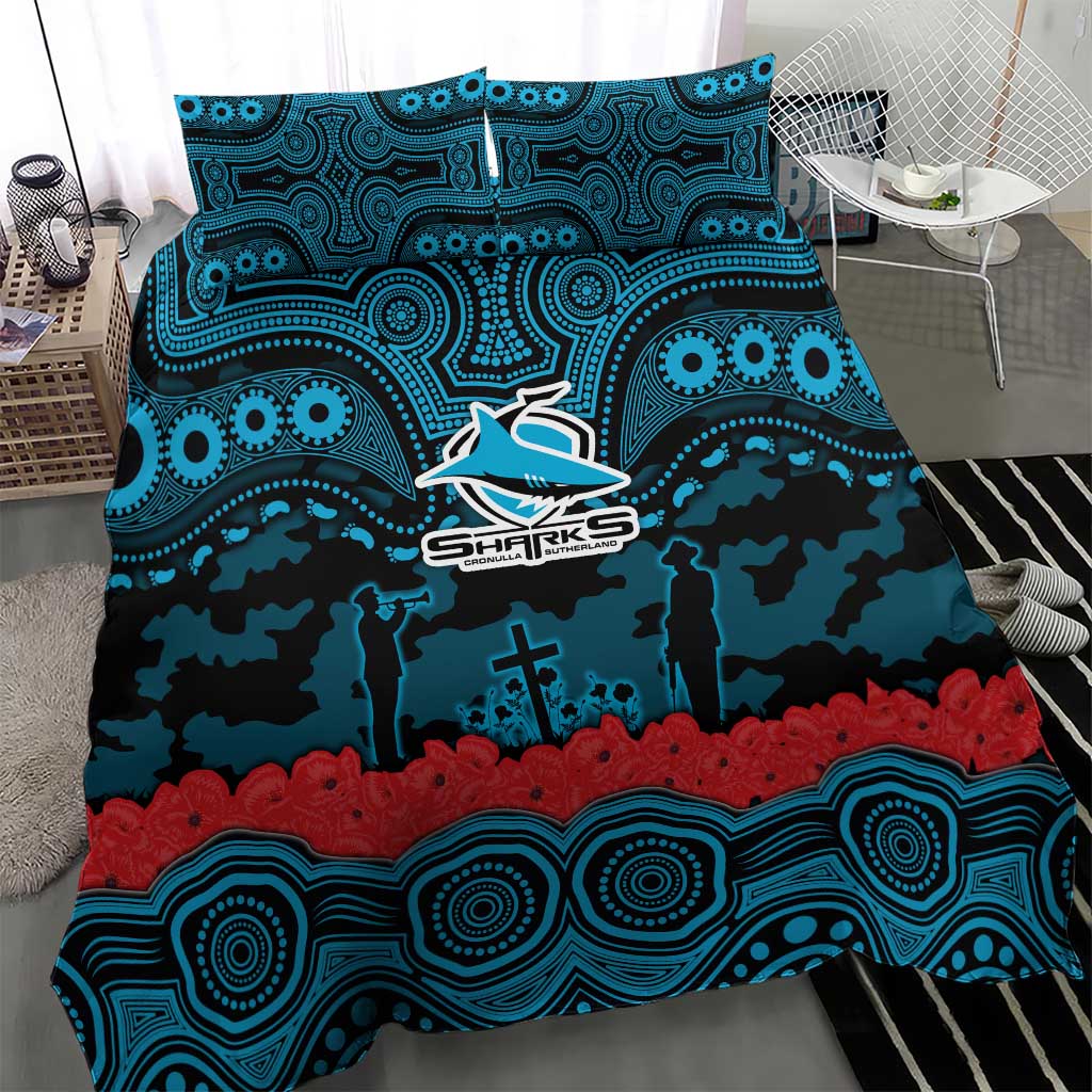 ANZAC Day Cronulla Sutherland Sharks Bedding Set Military Memorial Aboriginal Indigenous Art