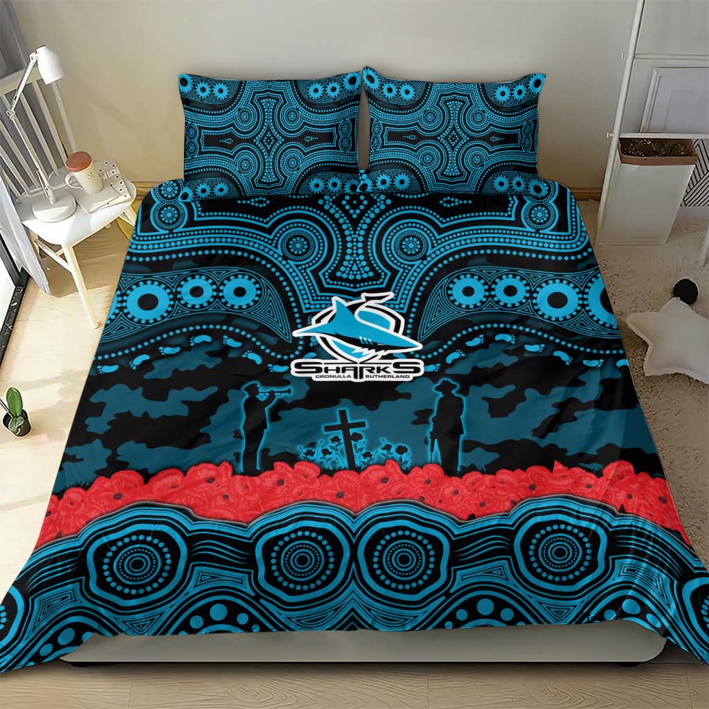 ANZAC Day Cronulla Sutherland Sharks Bedding Set Military Memorial Aboriginal Indigenous Art