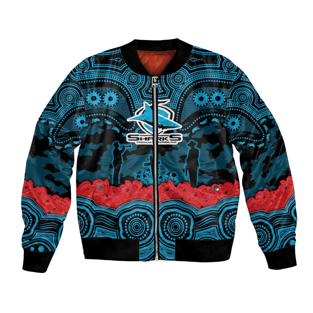 ANZAC Day Cronulla Sutherland Sharks Bomber Jacket Military Memorial Aboriginal Indigenous Art