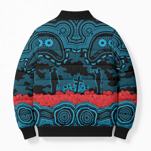 ANZAC Day Cronulla Sutherland Sharks Bomber Puffer Jacket Military Memorial Aboriginal Indigenous Art