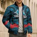 ANZAC Day Cronulla Sutherland Sharks Bomber Puffer Jacket Military Memorial Aboriginal Indigenous Art