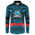 ANZAC Day Cronulla Sutherland Sharks Button Sweatshirt Military Memorial Aboriginal Indigenous Art
