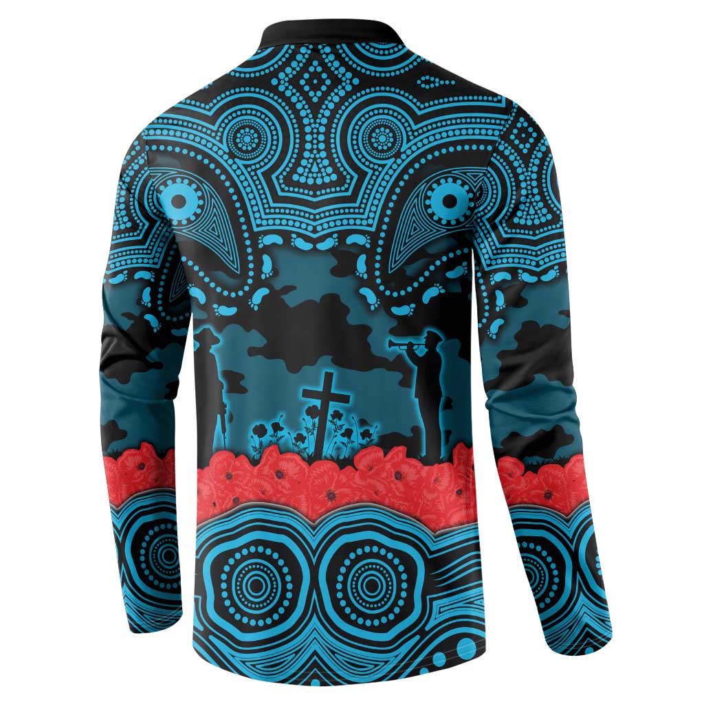 ANZAC Day Cronulla Sutherland Sharks Button Sweatshirt Military Memorial Aboriginal Indigenous Art
