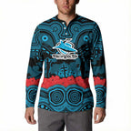 ANZAC Day Cronulla Sutherland Sharks Button Sweatshirt Military Memorial Aboriginal Indigenous Art