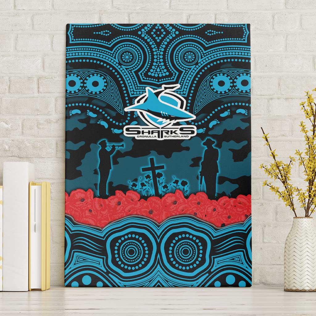 ANZAC Day Cronulla Sutherland Sharks Canvas Wall Art Military Memorial Aboriginal Indigenous Art