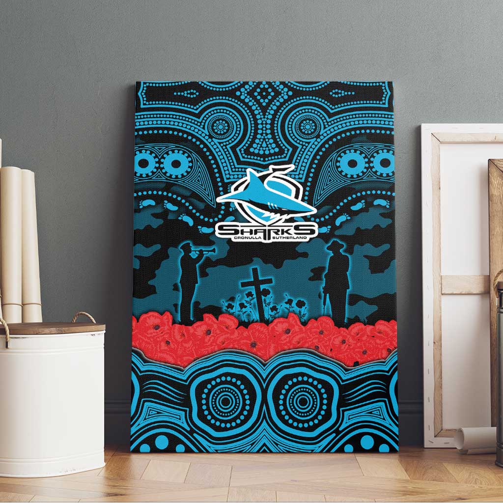 ANZAC Day Cronulla Sutherland Sharks Canvas Wall Art Military Memorial Aboriginal Indigenous Art