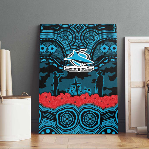 ANZAC Day Cronulla Sutherland Sharks Canvas Wall Art Military Memorial Aboriginal Indigenous Art
