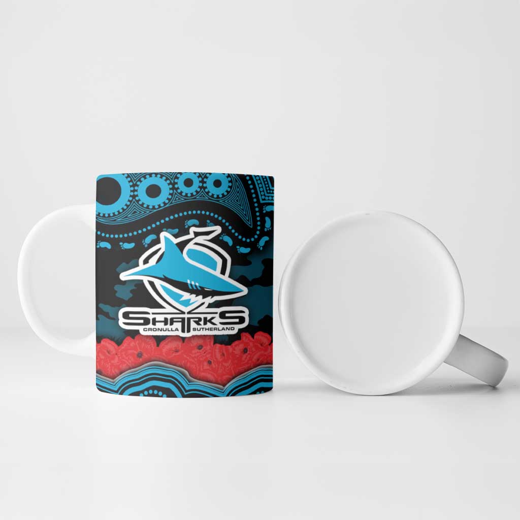 ANZAC Day Cronulla Sutherland Sharks Ceramic Mug Military Memorial Aboriginal Indigenous Art
