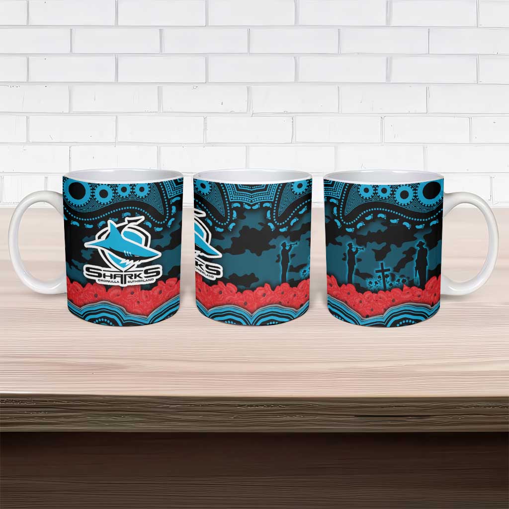 ANZAC Day Cronulla Sutherland Sharks Ceramic Mug Military Memorial Aboriginal Indigenous Art