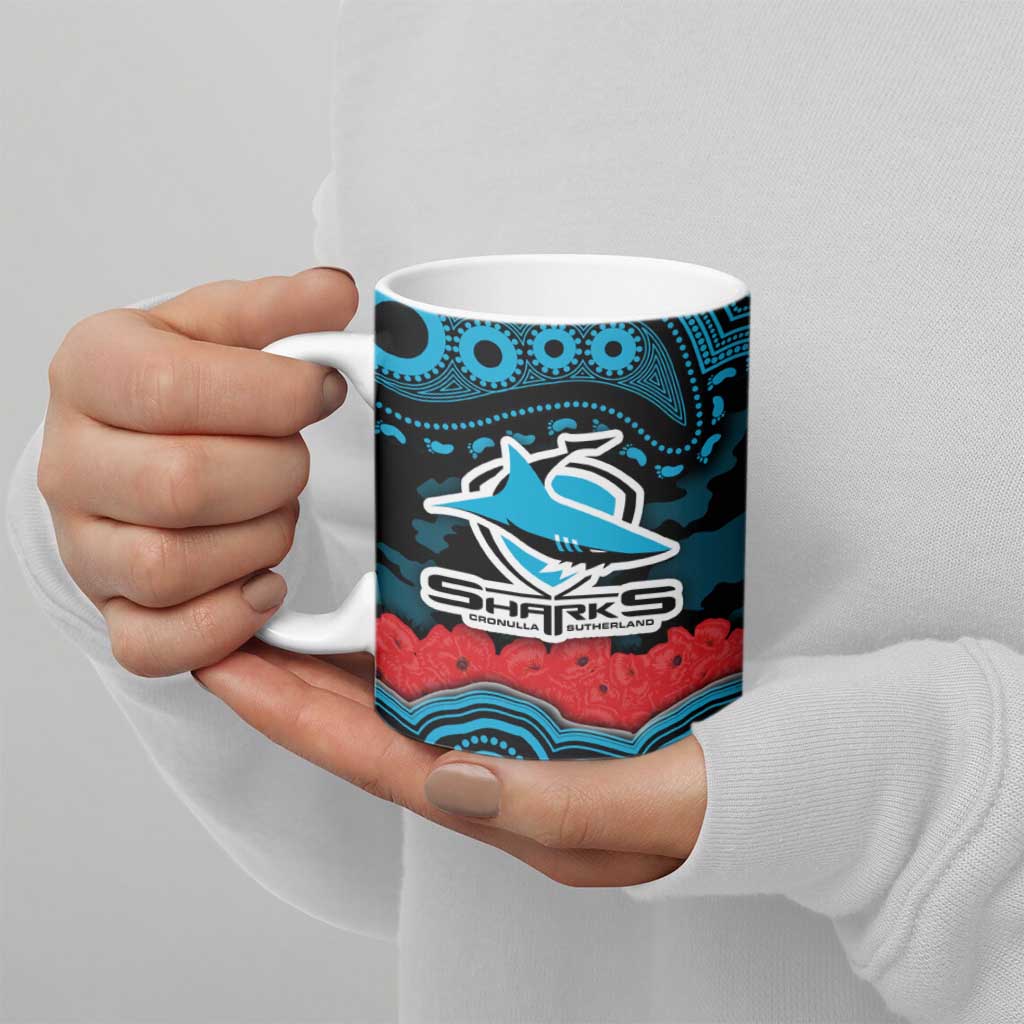 ANZAC Day Cronulla Sutherland Sharks Ceramic Mug Military Memorial Aboriginal Indigenous Art