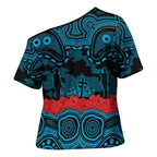 ANZAC Day Cronulla Sutherland Sharks Cross Shoulder Shirt Military Memorial Aboriginal Indigenous Art