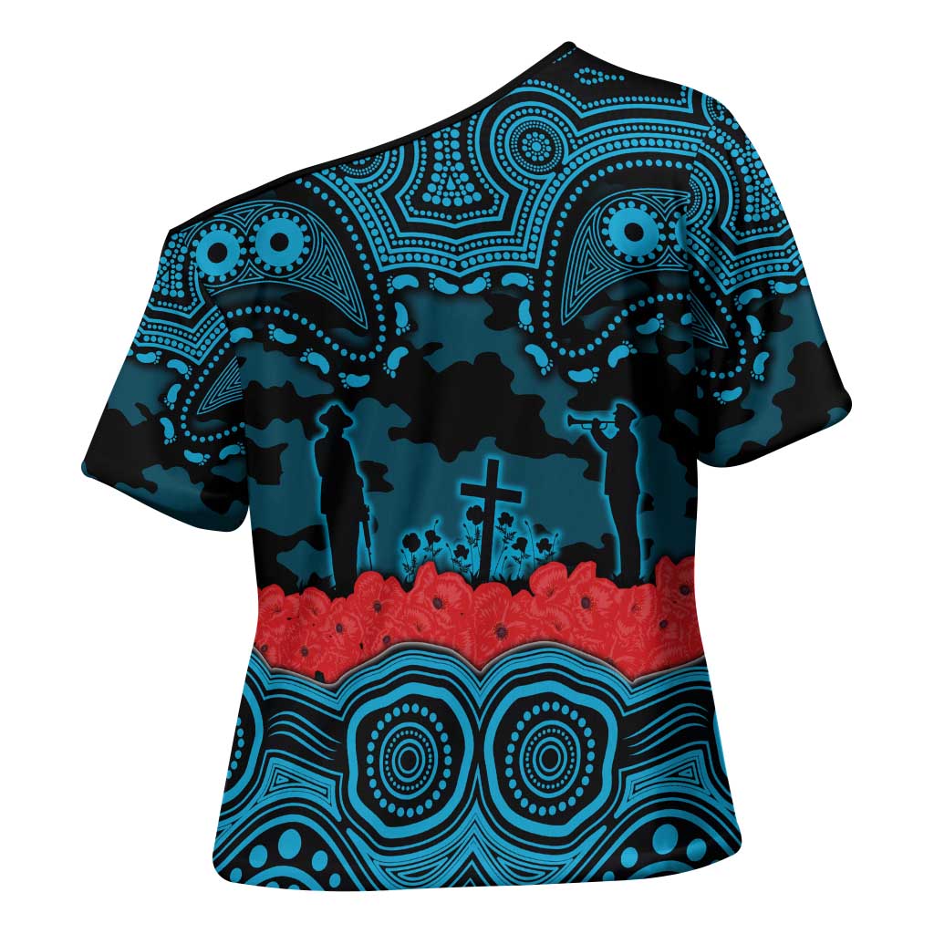 ANZAC Day Cronulla Sutherland Sharks Cross Shoulder Shirt Military Memorial Aboriginal Indigenous Art