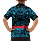 ANZAC Day Cronulla Sutherland Sharks Family Matching Long Sleeve Bodycon Dress and Hawaiian Shirt Military Memorial Aboriginal Indigenous Art