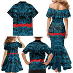 ANZAC Day Cronulla Sutherland Sharks Family Matching Mermaid Dress and Hawaiian Shirt Military Memorial Aboriginal Indigenous Art