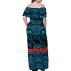 ANZAC Day Cronulla Sutherland Sharks Family Matching Off Shoulder Maxi Dress and Hawaiian Shirt Military Memorial Aboriginal Indigenous Art
