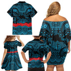 ANZAC Day Cronulla Sutherland Sharks Family Matching Off Shoulder Short Dress and Hawaiian Shirt Military Memorial Aboriginal Indigenous Art
