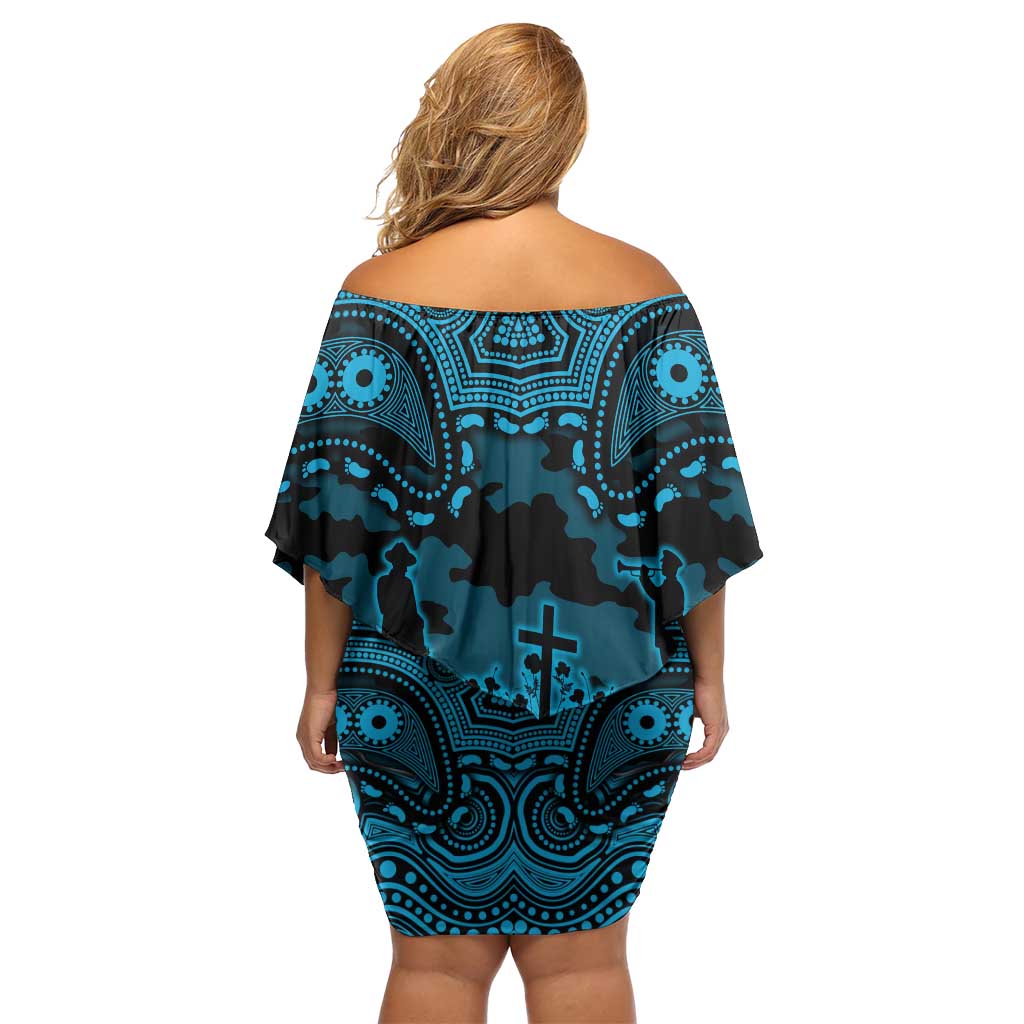 ANZAC Day Cronulla Sutherland Sharks Family Matching Off Shoulder Short Dress and Hawaiian Shirt Military Memorial Aboriginal Indigenous Art