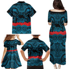 ANZAC Day Cronulla Sutherland Sharks Family Matching Puletasi and Hawaiian Shirt Military Memorial Aboriginal Indigenous Art