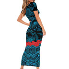 ANZAC Day Cronulla Sutherland Sharks Family Matching Short Sleeve Bodycon Dress and Hawaiian Shirt Military Memorial Aboriginal Indigenous Art