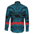 ANZAC Day Cronulla Sutherland Sharks Family Matching Summer Maxi Dress and Hawaiian Shirt Military Memorial Aboriginal Indigenous Art