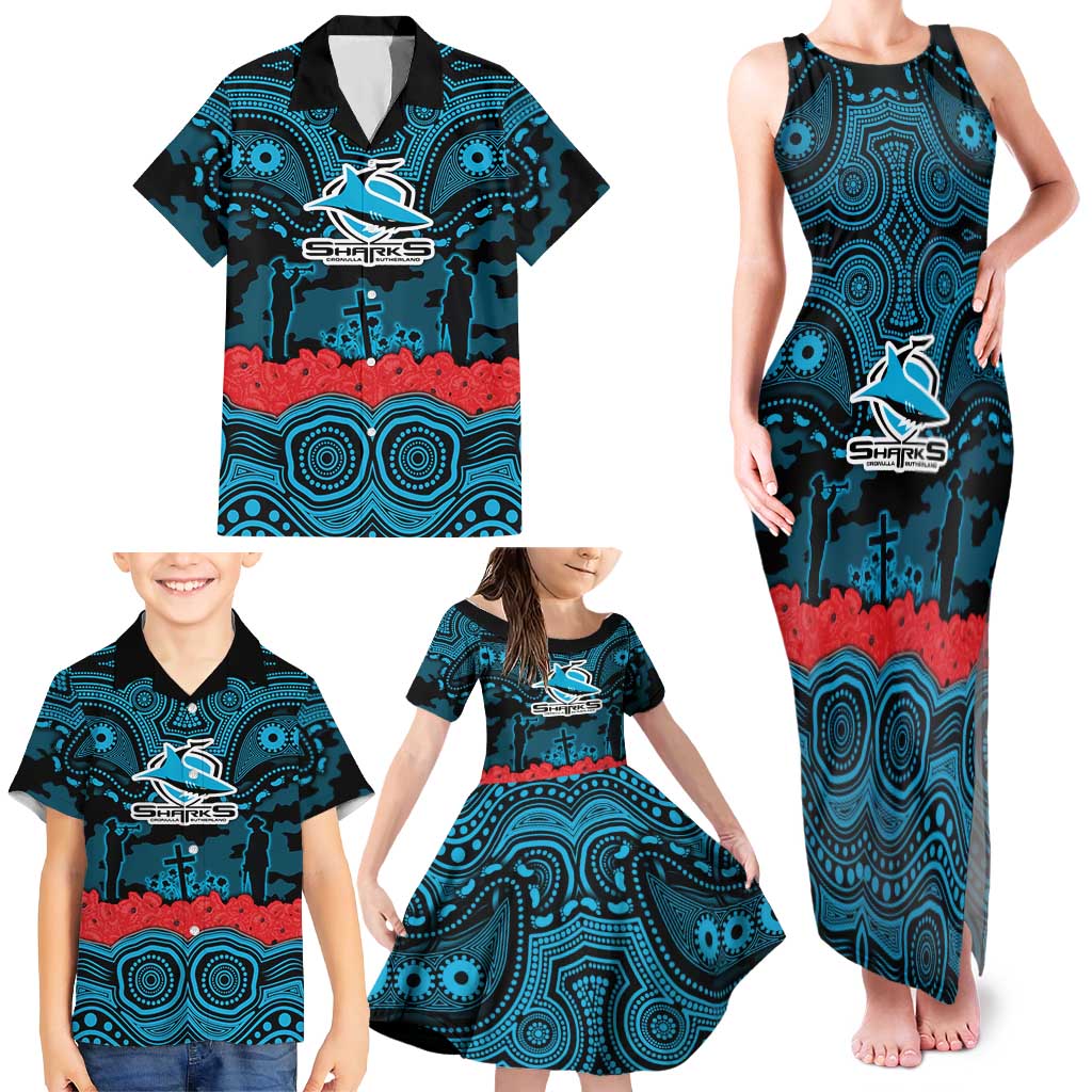 ANZAC Day Cronulla Sutherland Sharks Family Matching Tank Maxi Dress and Hawaiian Shirt Military Memorial Aboriginal Indigenous Art