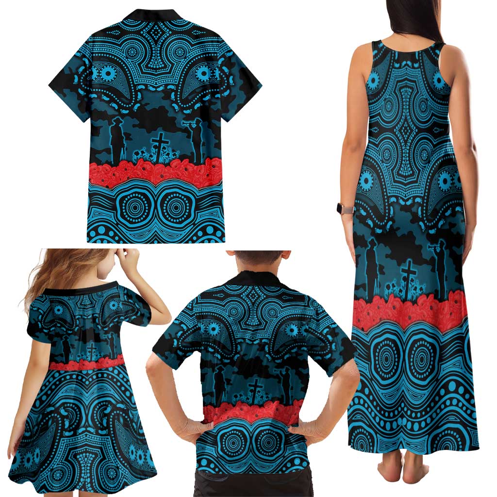 ANZAC Day Cronulla Sutherland Sharks Family Matching Tank Maxi Dress and Hawaiian Shirt Military Memorial Aboriginal Indigenous Art