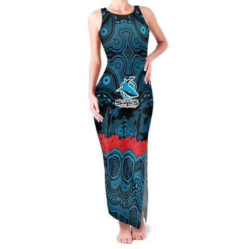 ANZAC Day Cronulla Sutherland Sharks Family Matching Tank Maxi Dress and Hawaiian Shirt Military Memorial Aboriginal Indigenous Art