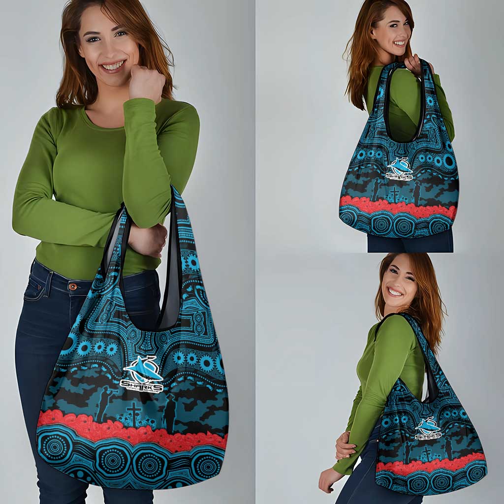 ANZAC Day Cronulla Sutherland Sharks Grocery Bag Military Memorial Aboriginal Indigenous Art