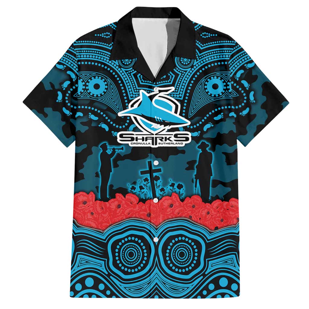 ANZAC Day Cronulla Sutherland Sharks Hawaiian Shirt Military Memorial Aboriginal Indigenous Art