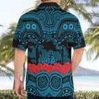 ANZAC Day Cronulla Sutherland Sharks Hawaiian Shirt Military Memorial Aboriginal Indigenous Art